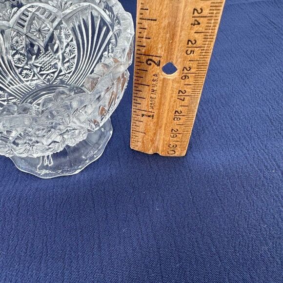 Vintage Clear Cut Glass EAPG Sherbert Dessert Berry Bowls (4) Arrowhead Sawtooth - Picture 8 of 11